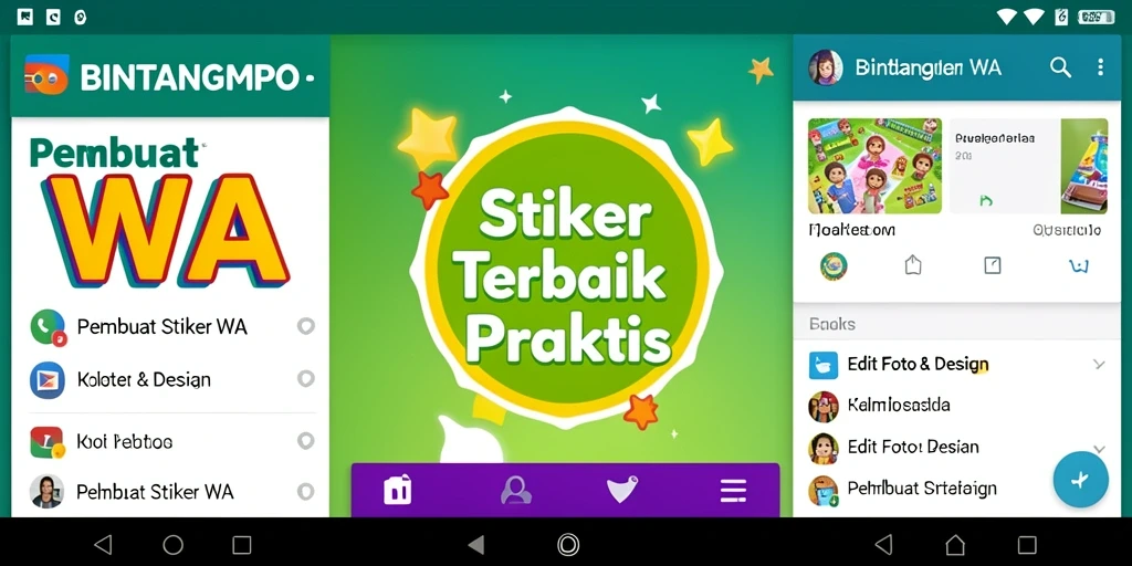Tampilan utama BINTANGMPO dengan fitur pembuatan stiker yang menarik.
