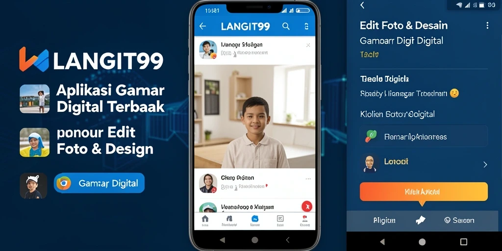 Antarmuka LANGIT99 menampilkan alat dan fitur untuk Gambar Digital.