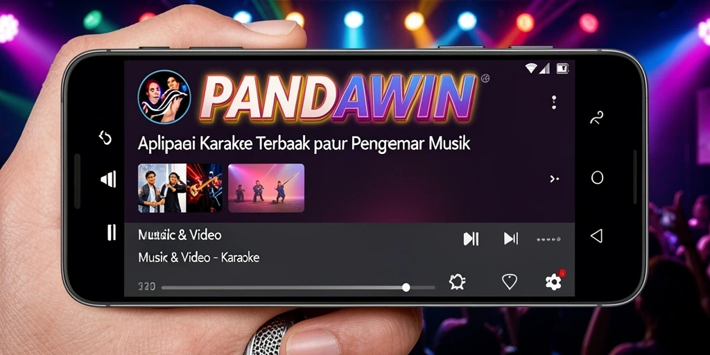 Tampilan utama aplikasi PANDAWIN dengan fitur karaoke yang menarik.