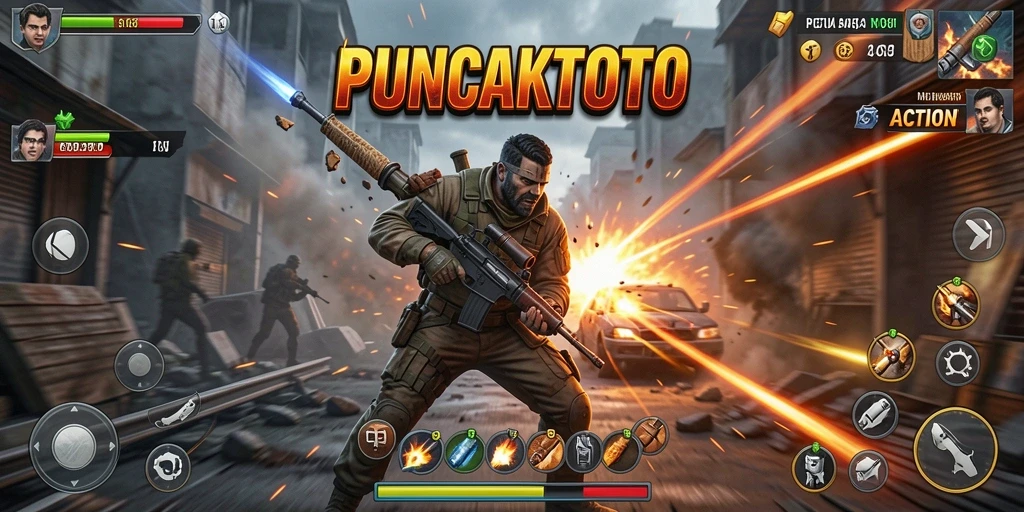 Tampilan antarmuka PUNCAKTOTO yang dinamis dan penuh aksi.