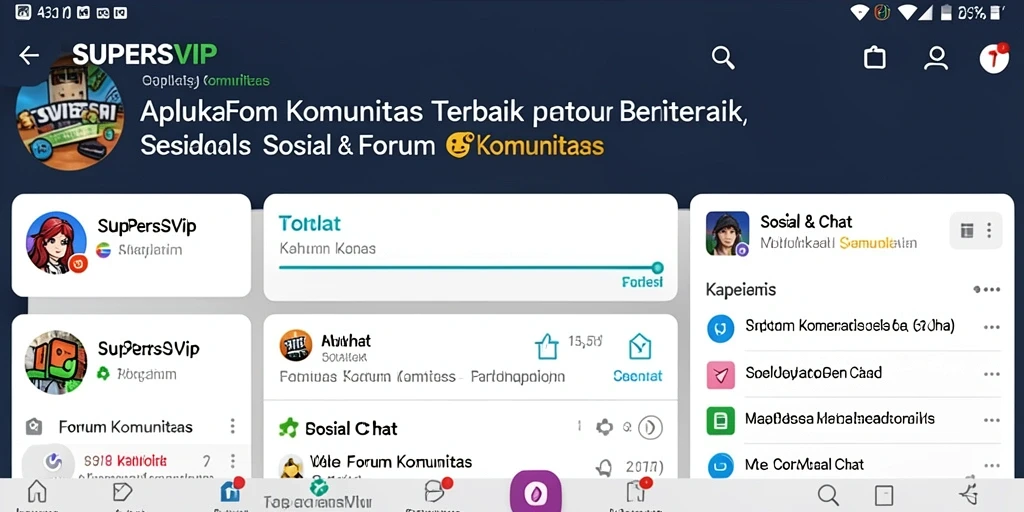 Tampilan antarmuka pengguna aplikasi Forum Komunitas SUPERSVIP.